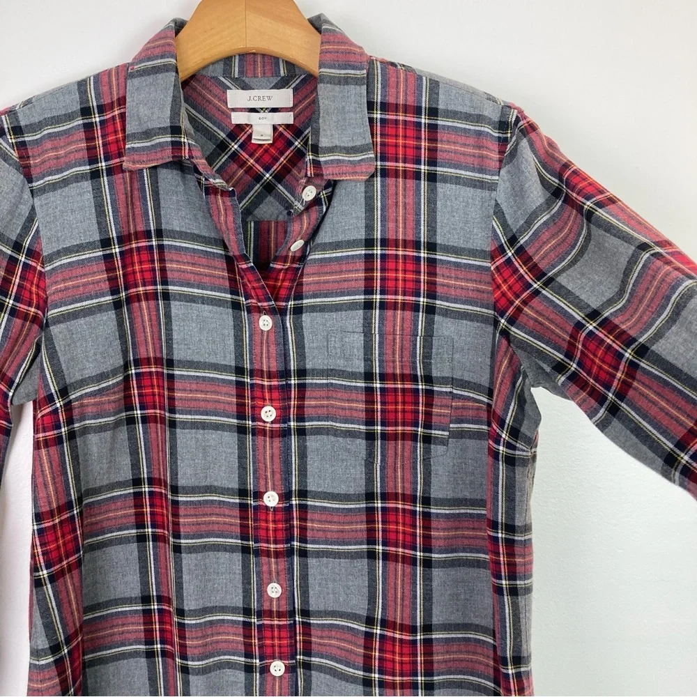 J.Crew Boy Fit Tartan Plaid Button Shirt Size 2